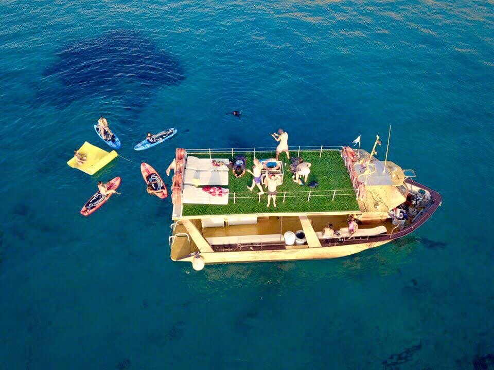 Double Decker private boat in Ibiza for up to 30 guests