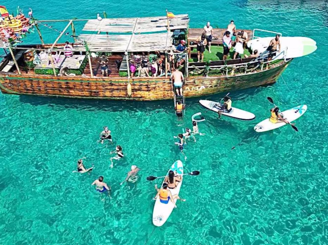 Sea Caves and coves Exploring and Paddle SUP & Snorkelling Boat tour